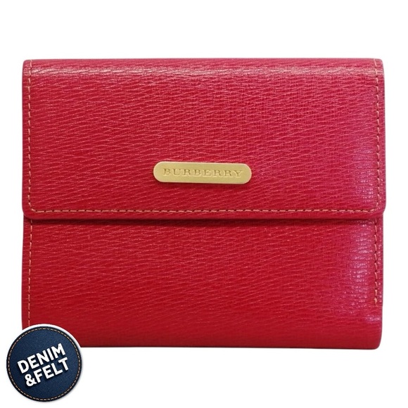 Burberry Women’s Red Leather Bifold Wallet w/ Coin Compartment | PRELOVED ♥️ - Picture 1 of 15
